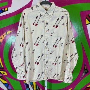 Barn Fly, Button Down Shirt with Arrows. Size Medium. Excellent condition!